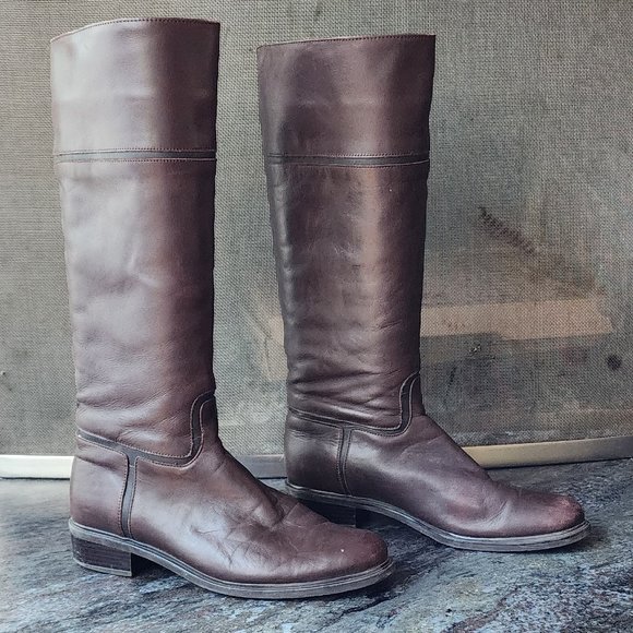 Santana Canada Cognac Leather Riding Boots Size 7.5M - Picture 2 of 15